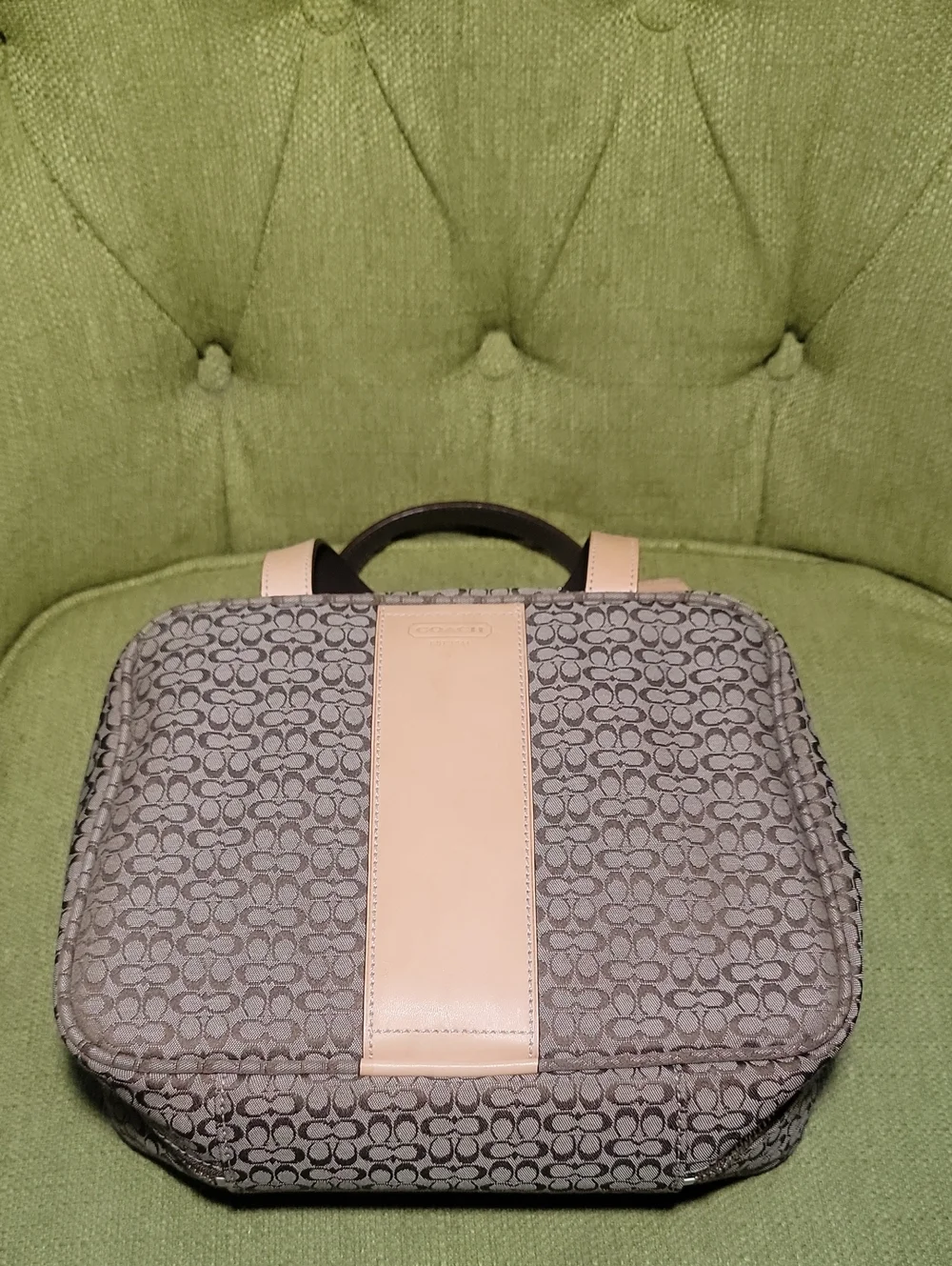 Coach Y2K Signature Cosmetic Large Bag Taupe and Tan